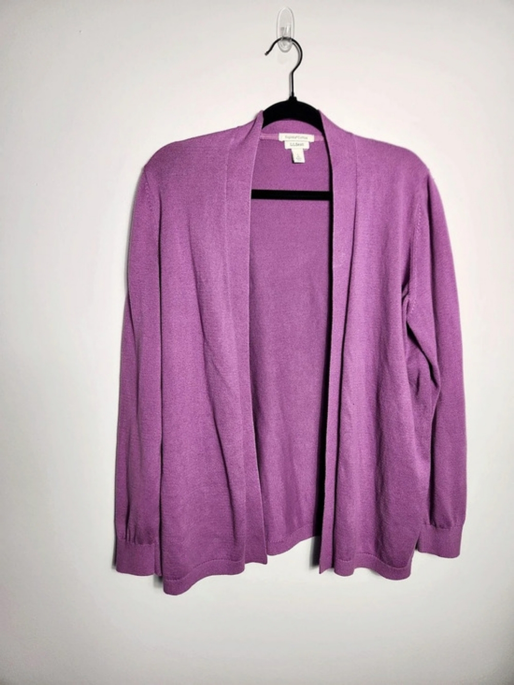 L.L. Bean Supima Cotton Lightweight Open Front Knit Cardigan Sweater Purple L